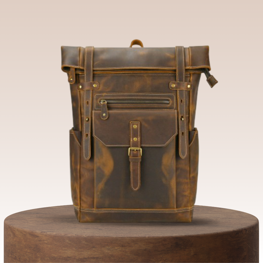 Stephen Roll-Top Leather Backpack
