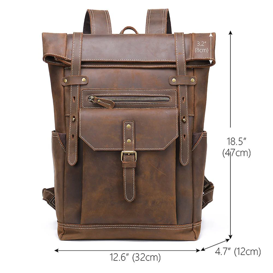 Stephen | Vintage Leather Roll-Top | Backpack