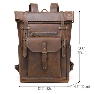 Stephen | Vintage Leather Roll-Top | Backpack