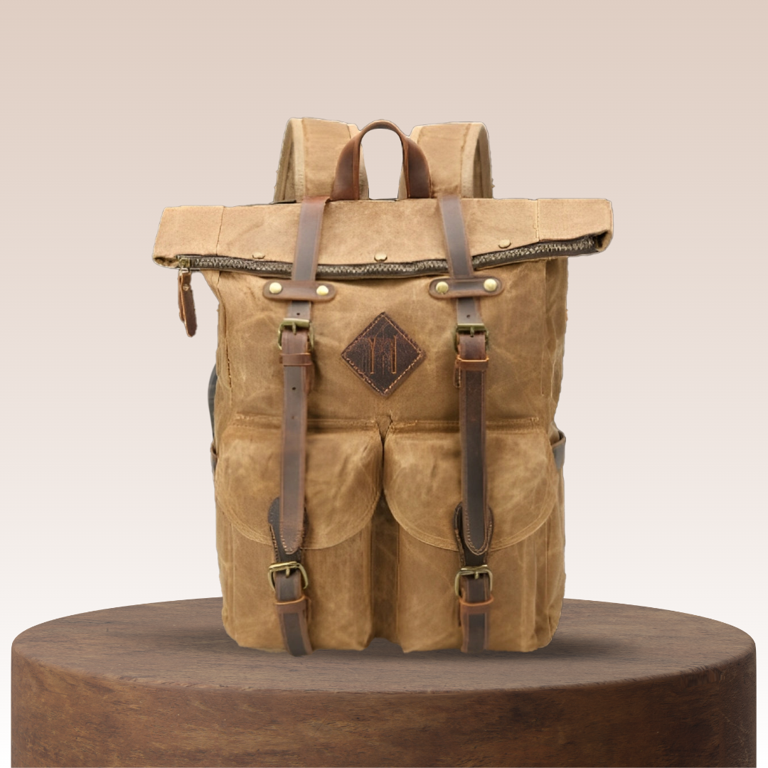 Edril Tall Roll-Top Canvas Backpack