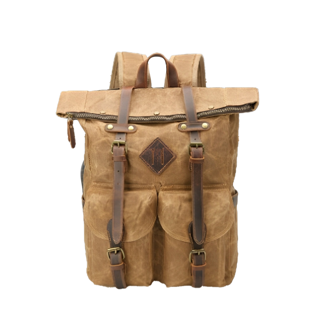 Edril Tall Roll-Top Canvas Backpack