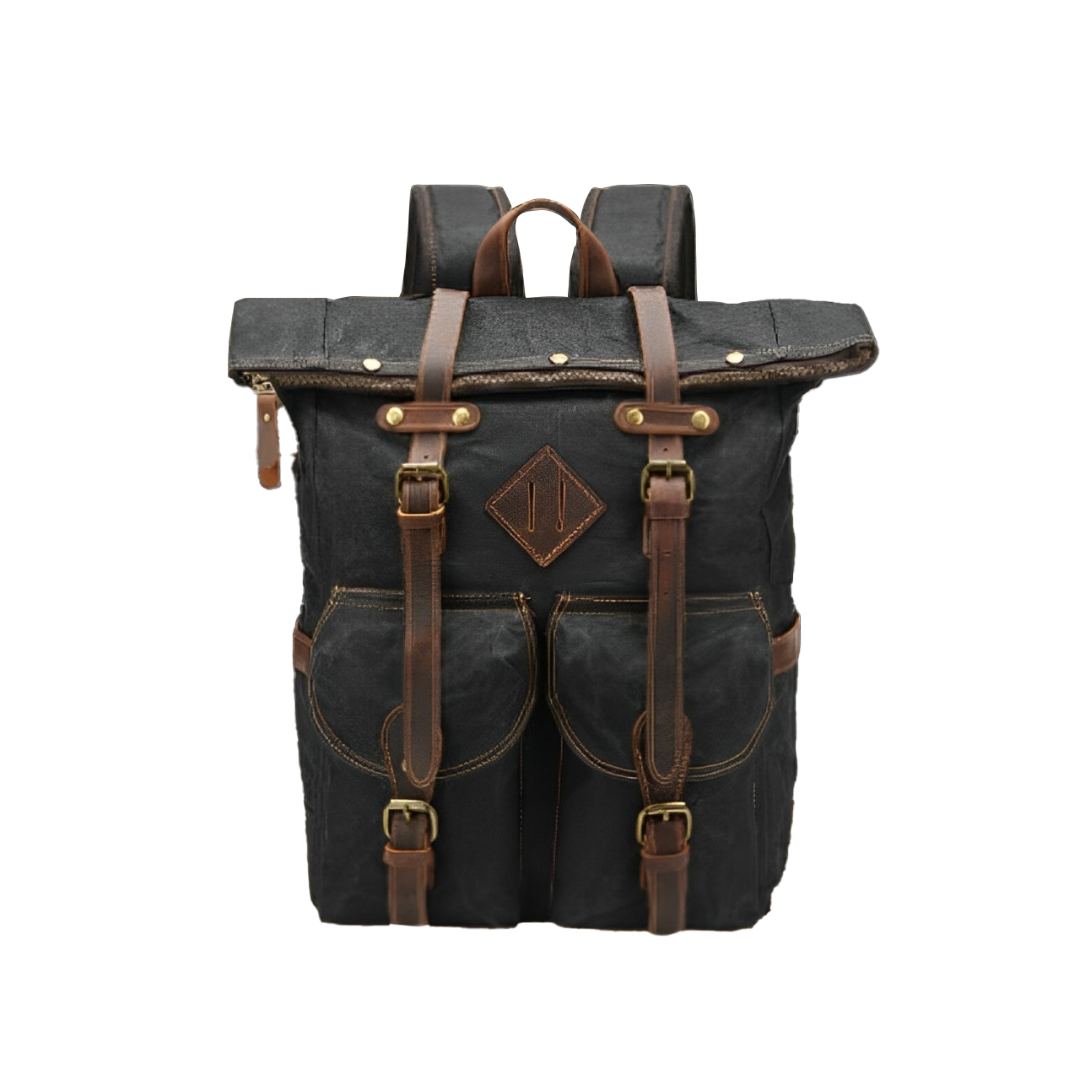 Edril Tall Roll-Top Canvas Backpack