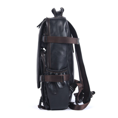 Griffin | Men's Black Leather Backpack for Work and Travel