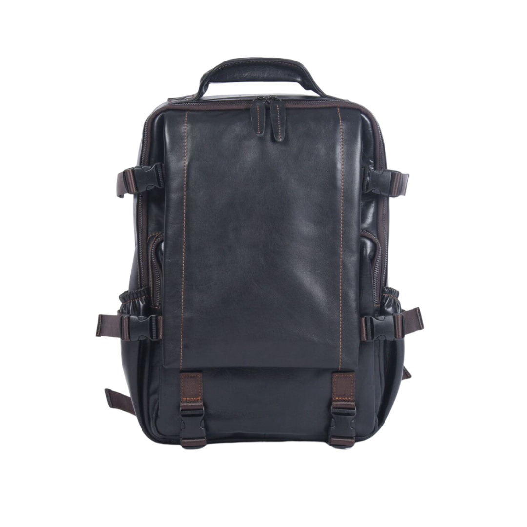 Griffin | Men's Black Leather Backpack for Work and Travel