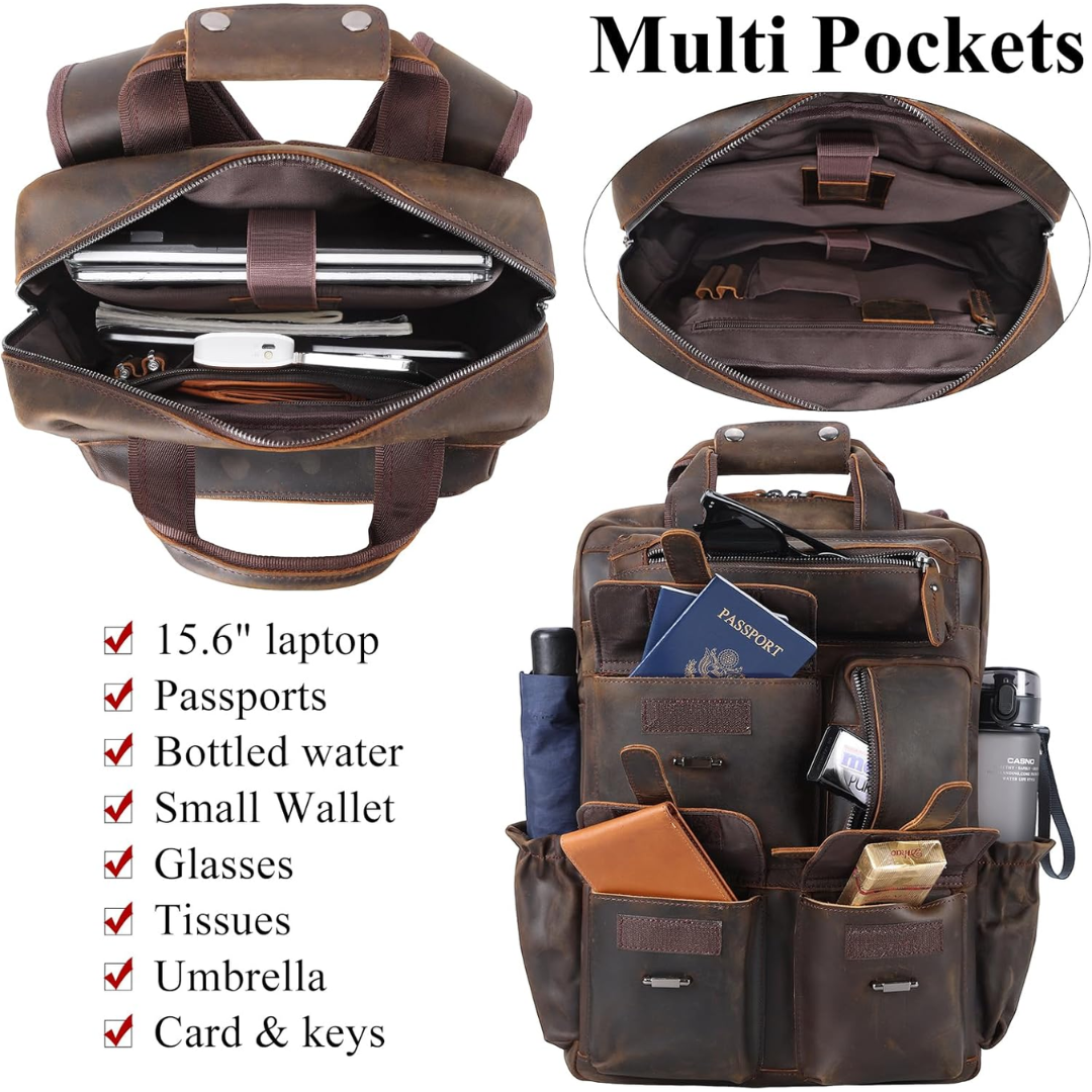 Ruben | Multi-Pocket Leather | Backpack