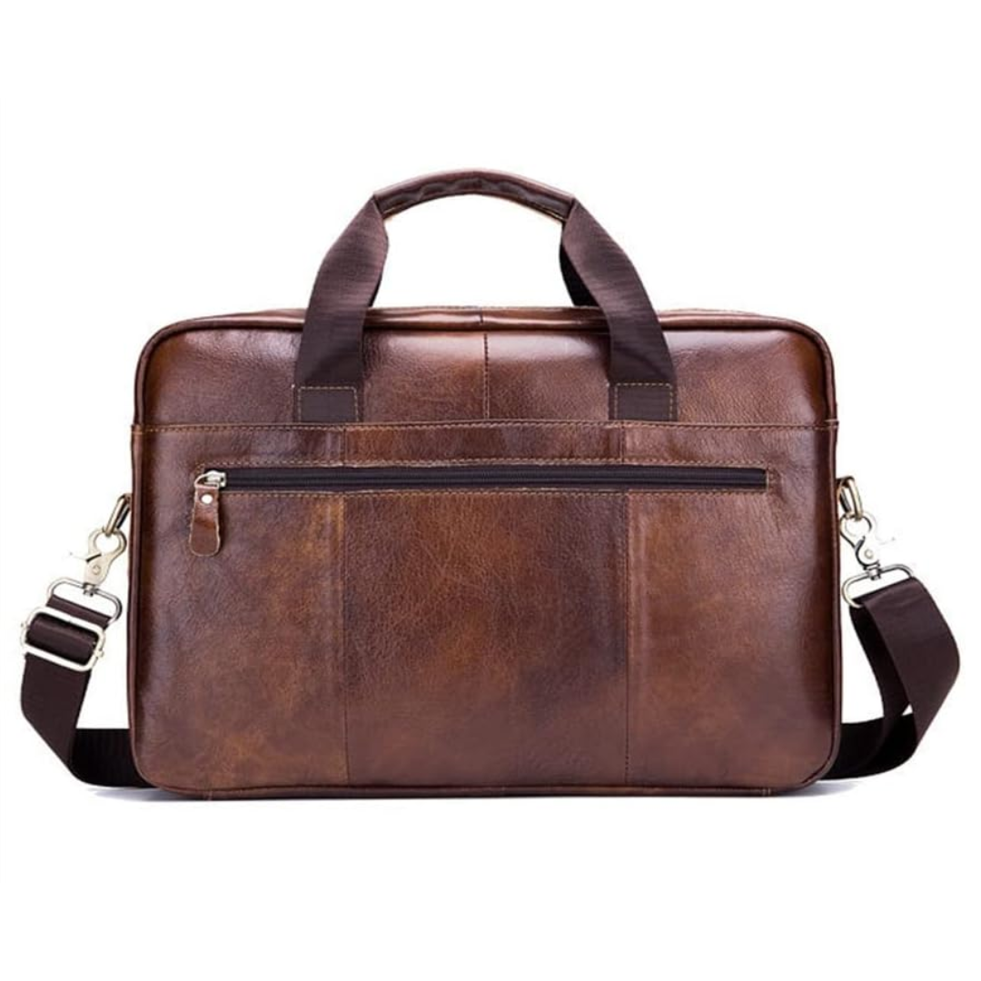 Anthony Front Zip Leather Briefcase