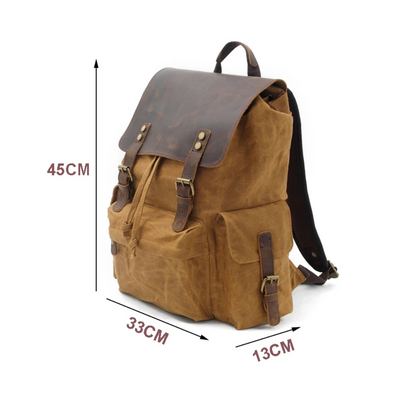Joey | Classic Waxed Canvas with Leather Flap | Backpack