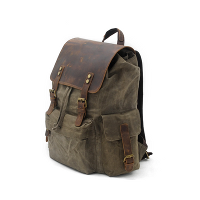 Joey | Classic Waxed Canvas with Leather Flap | Backpack