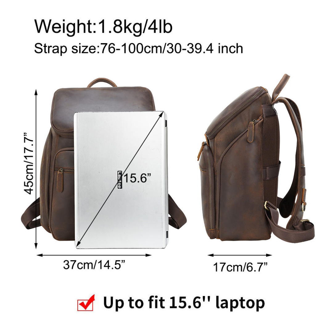 Laurent | Classic Leather with Front Pocket | Backpack