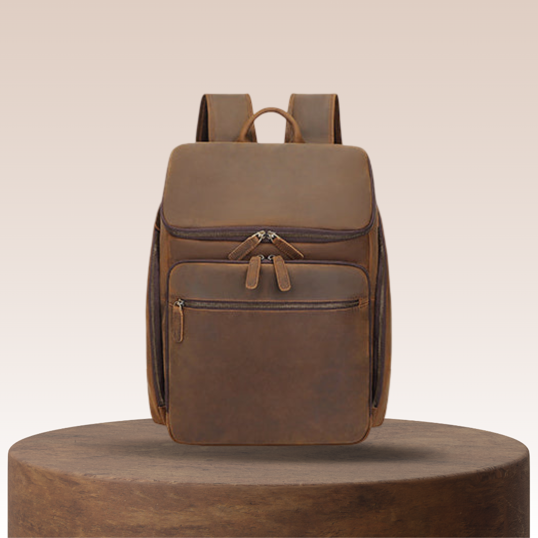 Laurent | Classic Leather with Front Pocket | Backpack