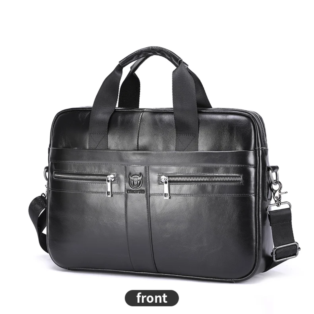 Preston | Sleek Leather Work Briefcase with Twin-Zip Front