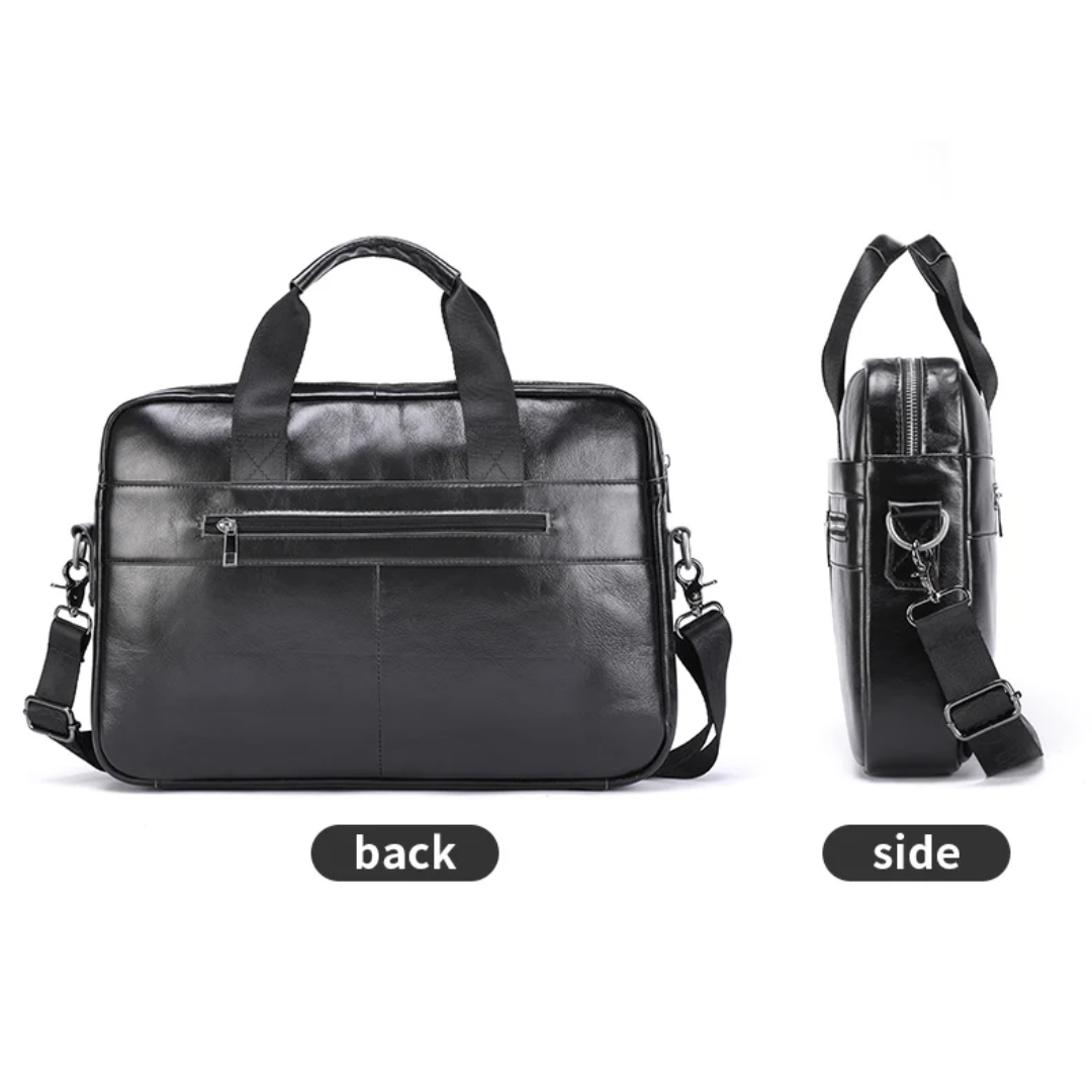 Preston | Sleek Leather Work Briefcase with Twin-Zip Front