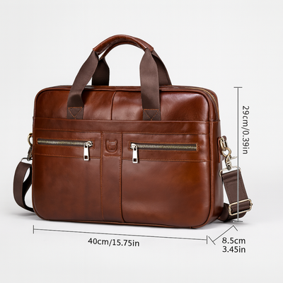Preston | Sleek Leather Work Briefcase with Twin-Zip Front