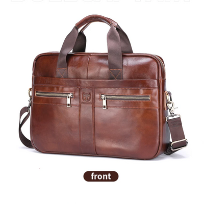 Preston | Sleek Leather Work Briefcase with Twin-Zip Front