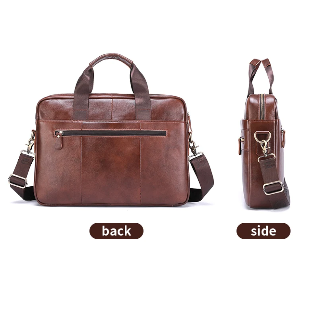 Preston | Sleek Leather Work Briefcase with Twin-Zip Front