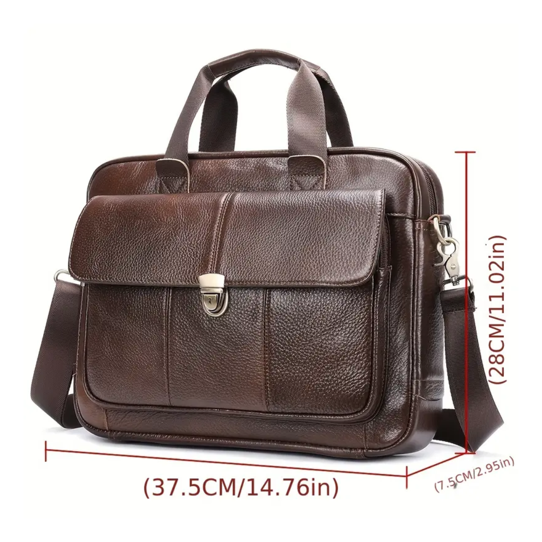 Wyatt Lock-Flap Leather Briefcase