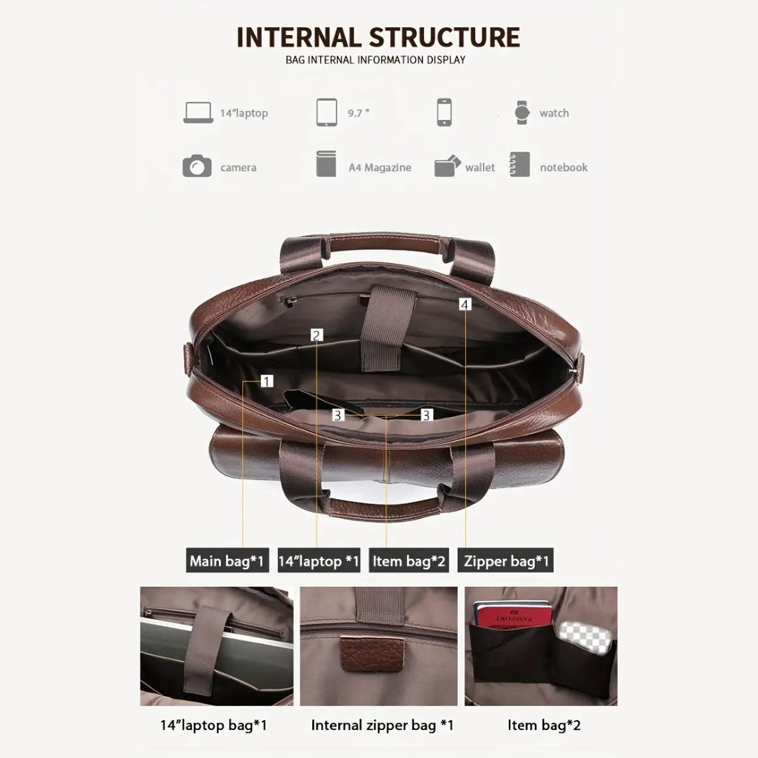 Wyatt Lock-Flap Leather Briefcase