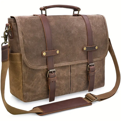 Bennett | Vintage Canvas Messenger with Leather Straps
