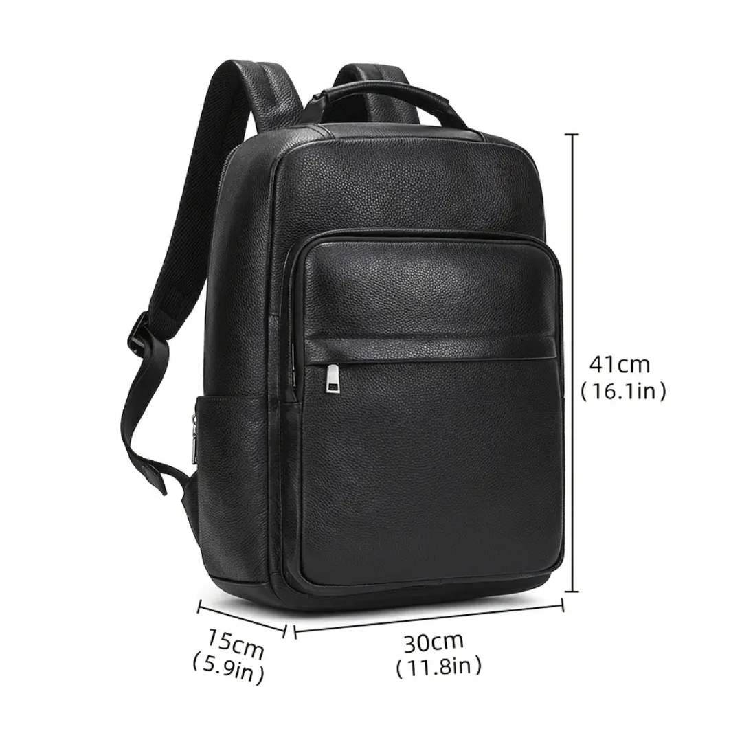 Everett | Genuine Top‑Grain Leather Laptop Backpack