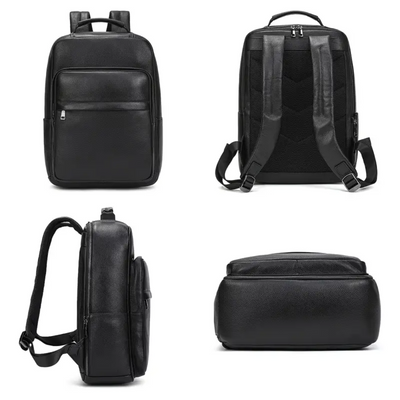 Everett | Genuine Top‑Grain Leather Laptop Backpack