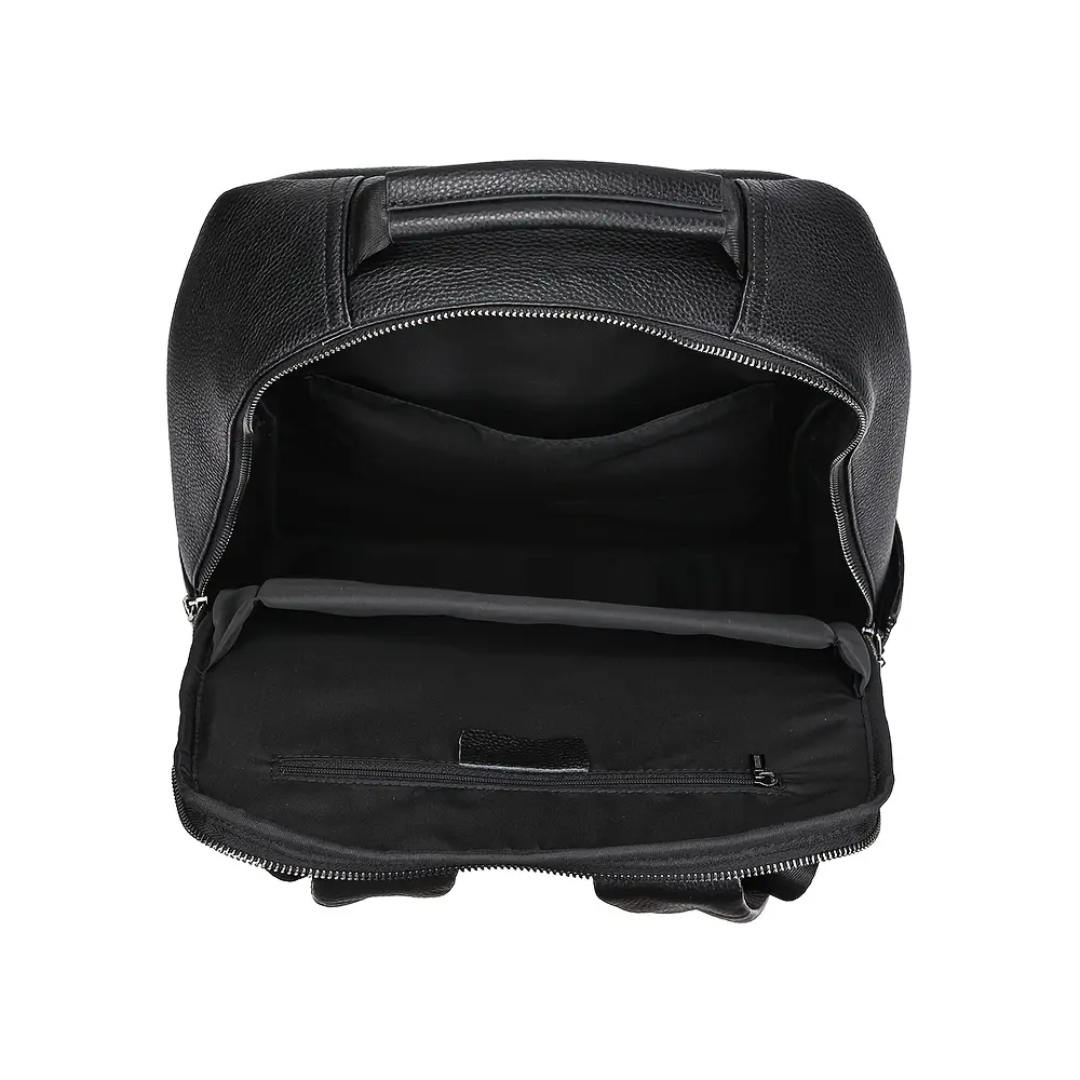 Everett Zip Leather Laptop Backpack